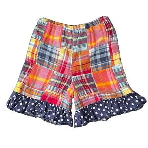 SheShe Made Girls Multicolored Plaid Ruffle Capri Pants Size 4T